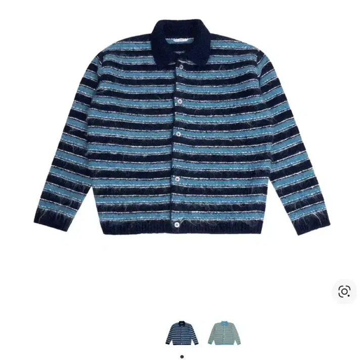 [BUNJANG] STU Hairry Stripe Cardigan Navy / STU 헤어리 스트라이프 가디건 네이비