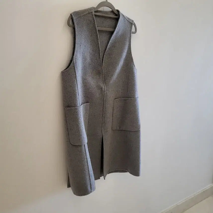 [BUNJANG] Make Me A Star Gray Long Vest / Make Me A Star 회색 롱 조끼 베스트 포켓 디자인