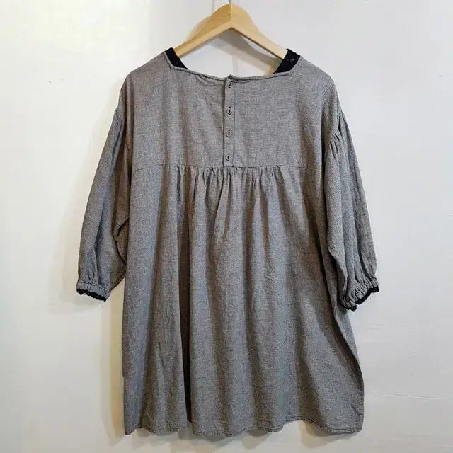 [BUNJANG] SM2 Linen Check Dress Black / SM2 린넨 잔체크 원피스 블랙