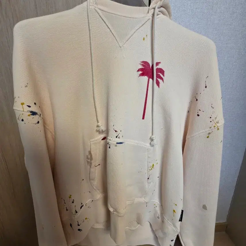 [BUNJANG] Palm Angels Palm Tree Paint Hoodie / 팜엔젤스 야자수 페인트 후드티