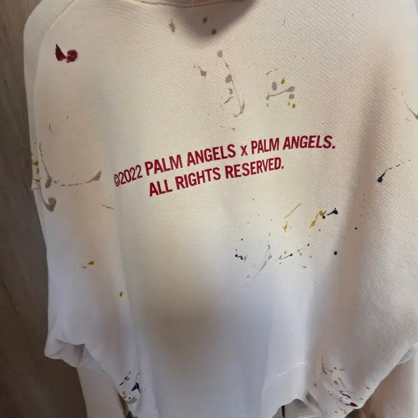 [BUNJANG] Palm Angels Palm Tree Paint Hoodie / 팜엔젤스 야자수 페인트 후드티