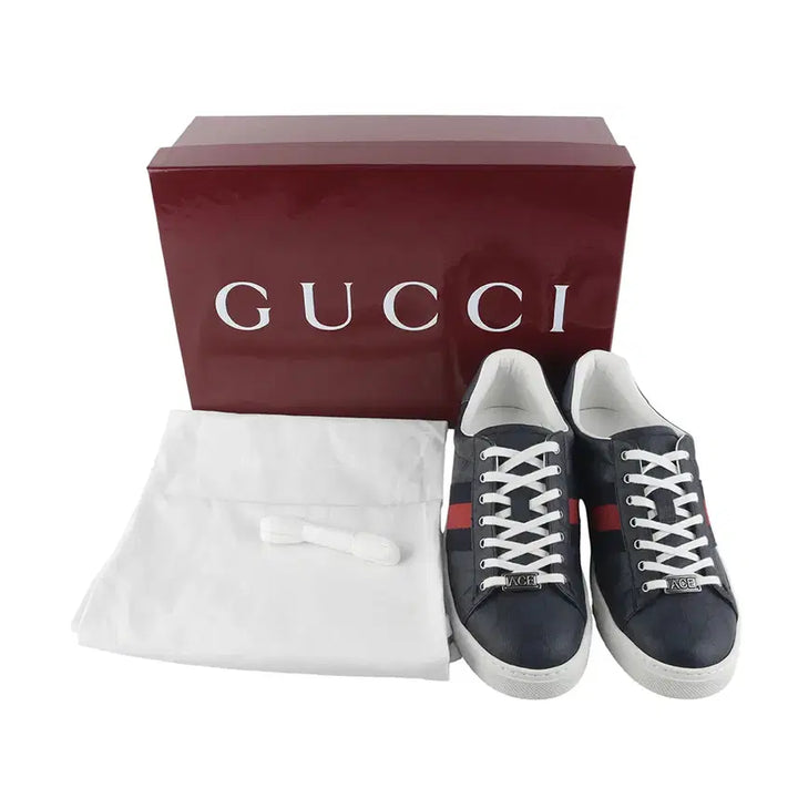 [BUNJANG] Gucci Ace Sneakers / 구찌 760775 에이스 스니커즈 웹 블랙 슈프림 7 1/2사이즈