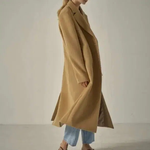 [BUNJANG] Cashmere Minimal Coat Beige / 파사드패턴 캐시미어 미니멀 코트 베이지