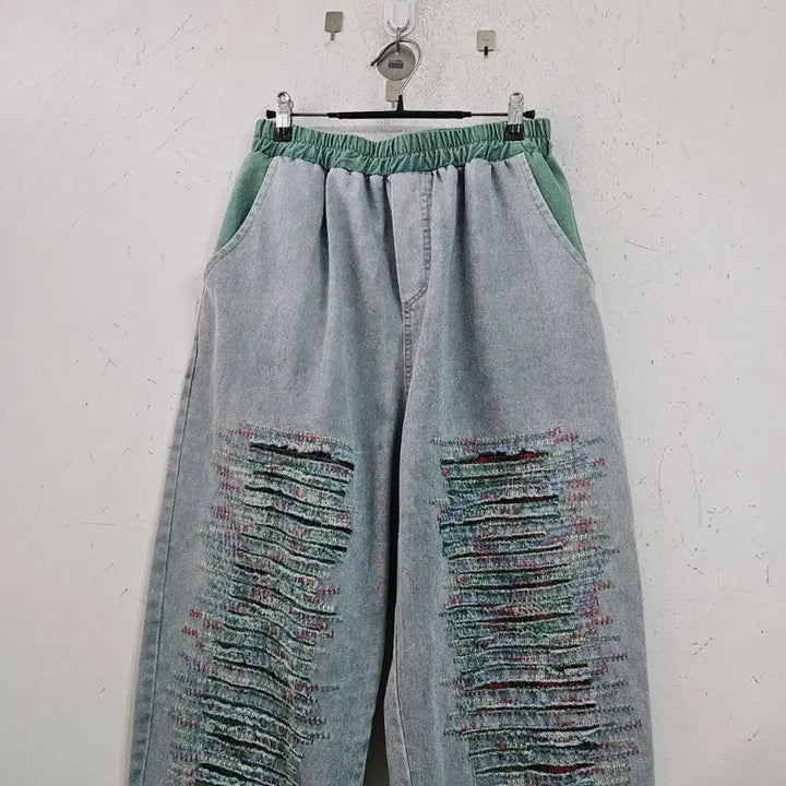 [BUNJANG] Denim Patchwork Baggy Pants / 데님 패치워크 배기 팬츠