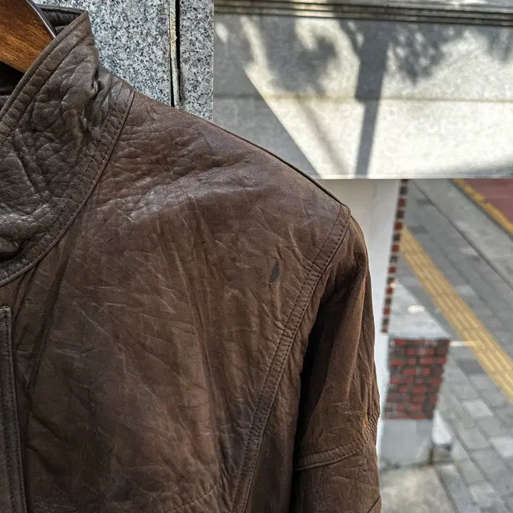 [BUNJANG] 90s Vintage Brown Leather Blouson Jacket / 90s 빈티지 브라운 레더 블루종 자켓