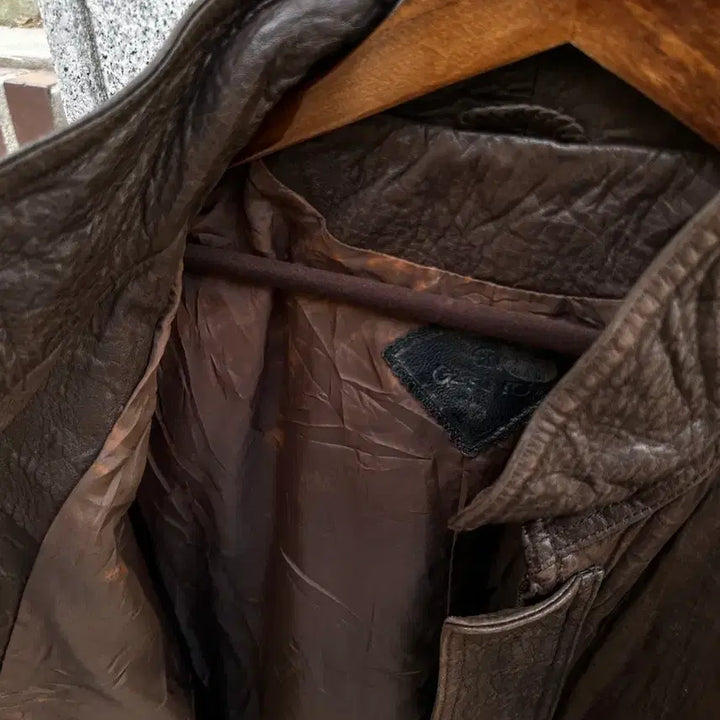 [BUNJANG] 90s Vintage Brown Leather Blouson Jacket / 90s 빈티지 브라운 레더 블루종 자켓