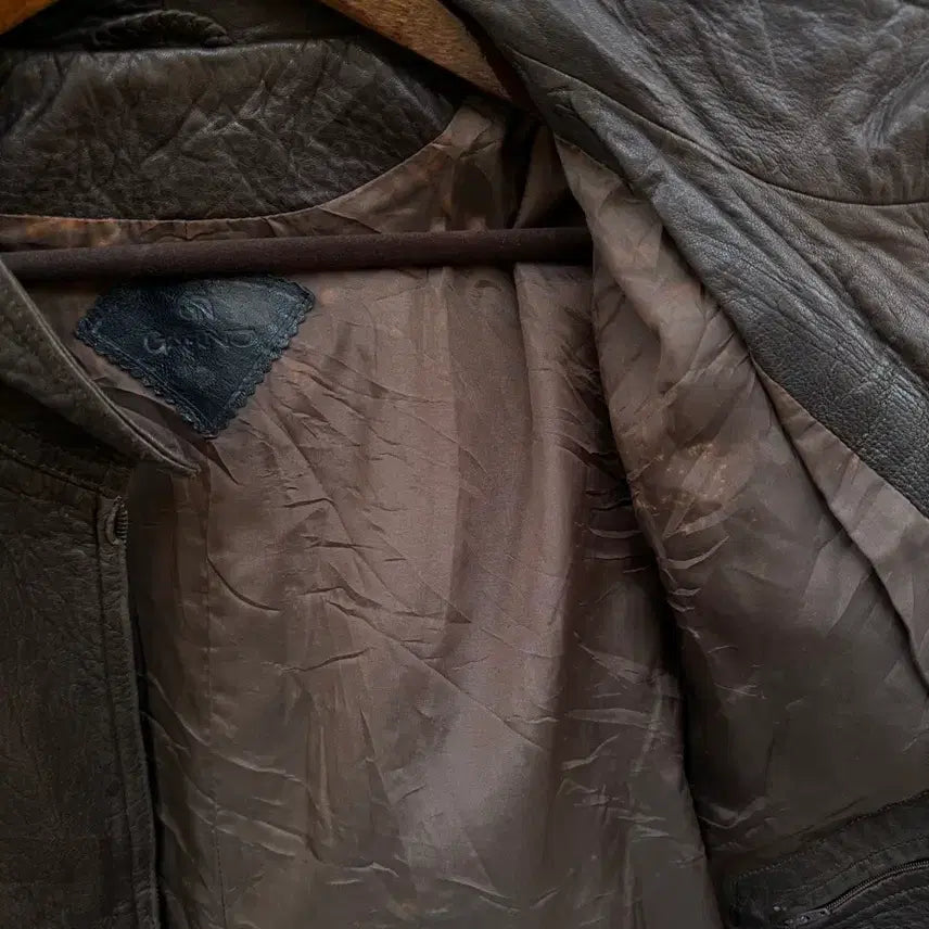[BUNJANG] 90s Vintage Brown Leather Blouson Jacket / 90s 빈티지 브라운 레더 블루종 자켓