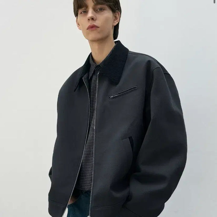 [BUNJANG] Drawfit Contrast Work Trucker Jacket [D.Grey] / (XL) 드로우핏 콘트라스트 워크 트러커 자켓 [D.GREY] 판매