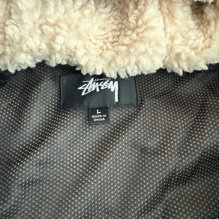 [BUNJANG] Stussy Sherpa Panel Hooded Jacket Beige L / 스투시 쉐르파 패널드 후드자켓 베이지 L