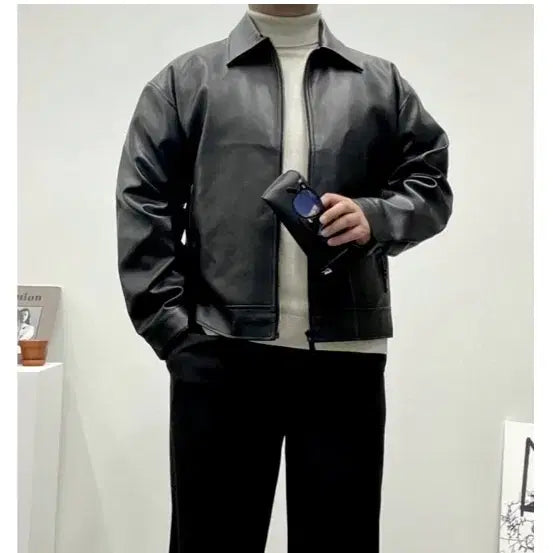 [BUNJANG] Boldon Black Leather Jacket (M Size) / Boldon 블랙 소가죽 자켓(m사이즈)