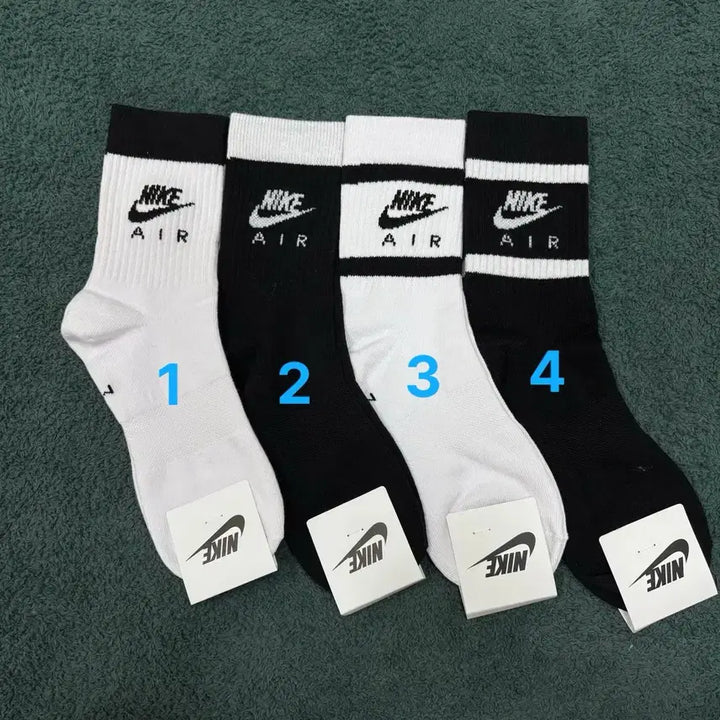 [BUNJANG] Nike Essential Air Mid-Crew Sport Socks (4-Pack) / 나이키 에센셜 에어 중장목 스포츠양말 4종(일반두깨)
