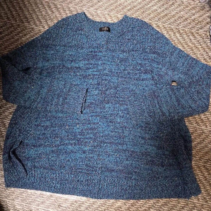 [BUNJANG] Time Homme Blue Knit Sweater / (90) 타임 한섬 블루 니트 스웨터