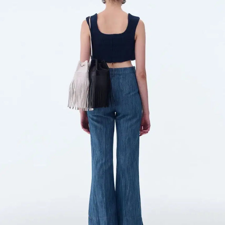 [BUNJANG] RECTO Tweed Cropped Top Blouse / 렉토 트위드 커브드 넥 크롭탑 블라우스