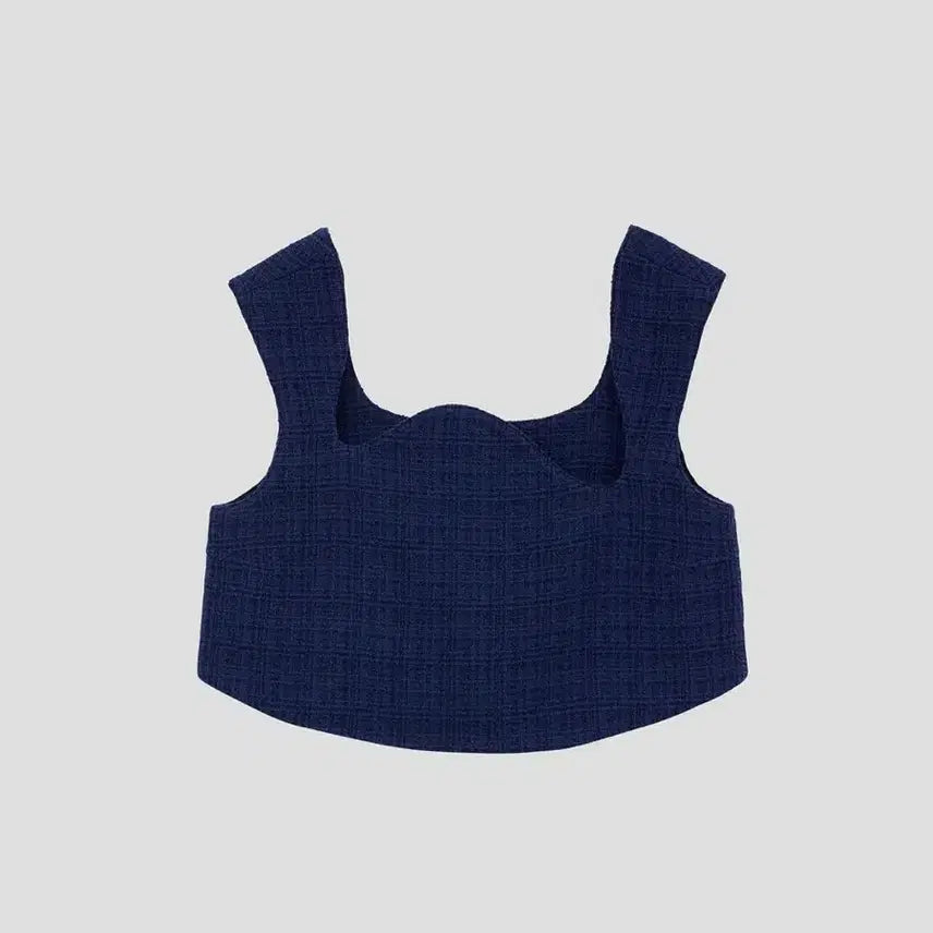 [BUNJANG] RECTO Tweed Cropped Top Blouse / 렉토 트위드 커브드 넥 크롭탑 블라우스