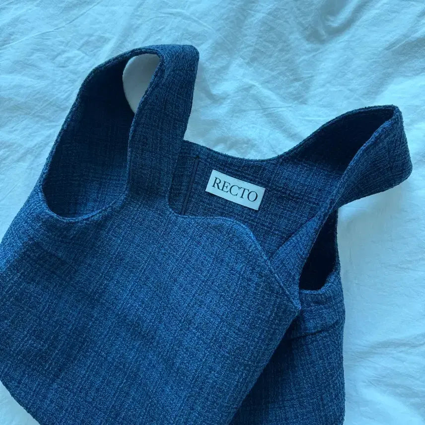 [BUNJANG] RECTO Tweed Cropped Top Blouse / 렉토 트위드 커브드 넥 크롭탑 블라우스