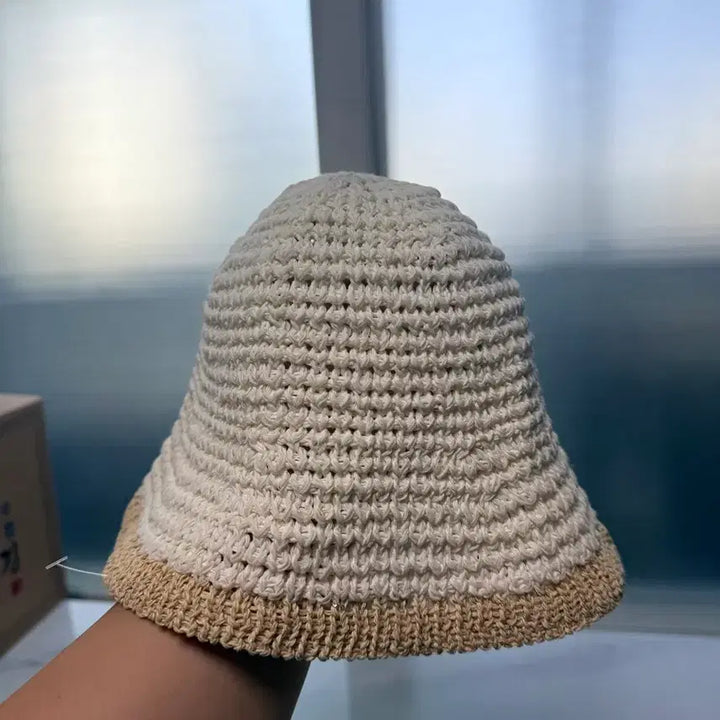 [BUNJANG] Handmade Knit Bucket Hat Ivory / 핸드메이드 뜨개 벙거지 모자 아이보리