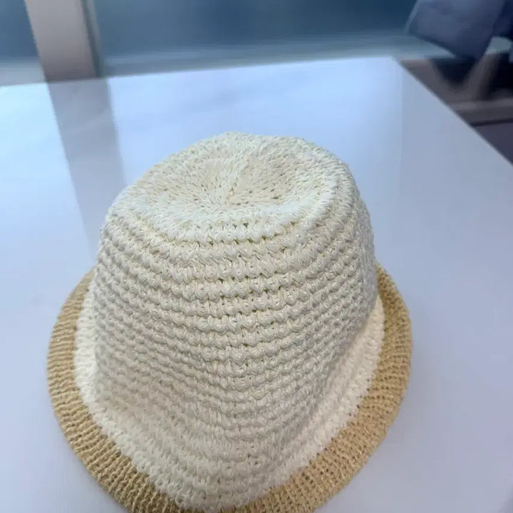 [BUNJANG] Handmade Knit Bucket Hat Ivory / 핸드메이드 뜨개 벙거지 모자 아이보리