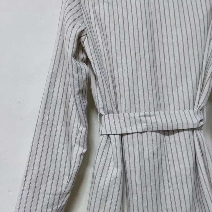 [BUNJANG] Zara Striped Linen Belt Blazer / 자라 스트라이프 면 린넨 벨트 블레이저