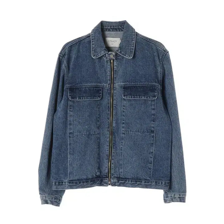 [BUNJANG] Steady Seoul Two Pocket Denim Jacket L / 스테디서울 투포켓 라운드카라 데님 집업 자켓 L