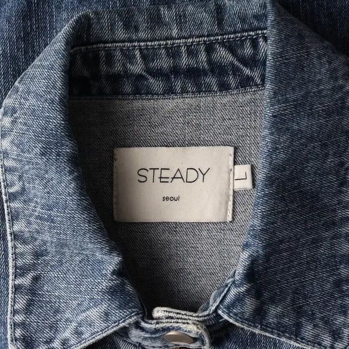 [BUNJANG] Steady Seoul Two Pocket Denim Jacket L / 스테디서울 투포켓 라운드카라 데님 집업 자켓 L