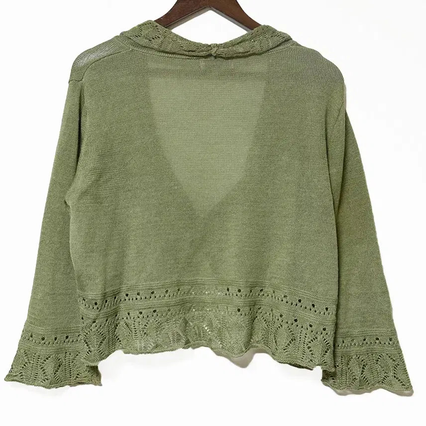 [SOLD OUT] 일본빈티지 펀칭원버튼 오버라인 볼레로가디건 연카키 모리걸하구미룩갸루y2k
