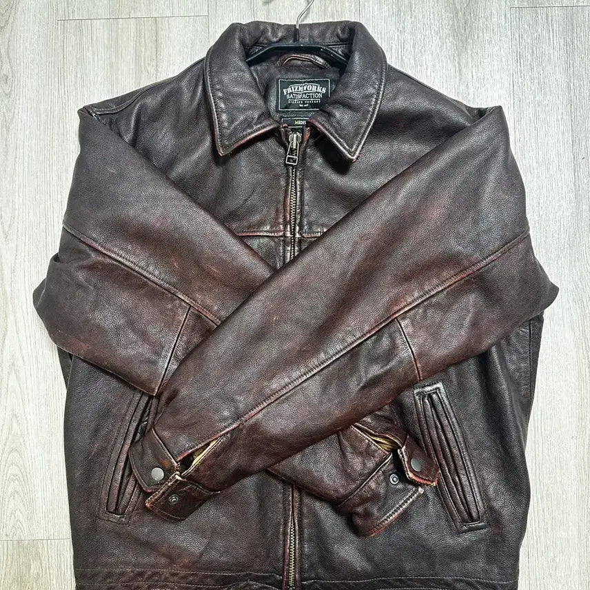 [BUNJANG] Prismworks Brown Leather Jacket (M) / 프리즘웍스 가죽 자켓 브라운(M)