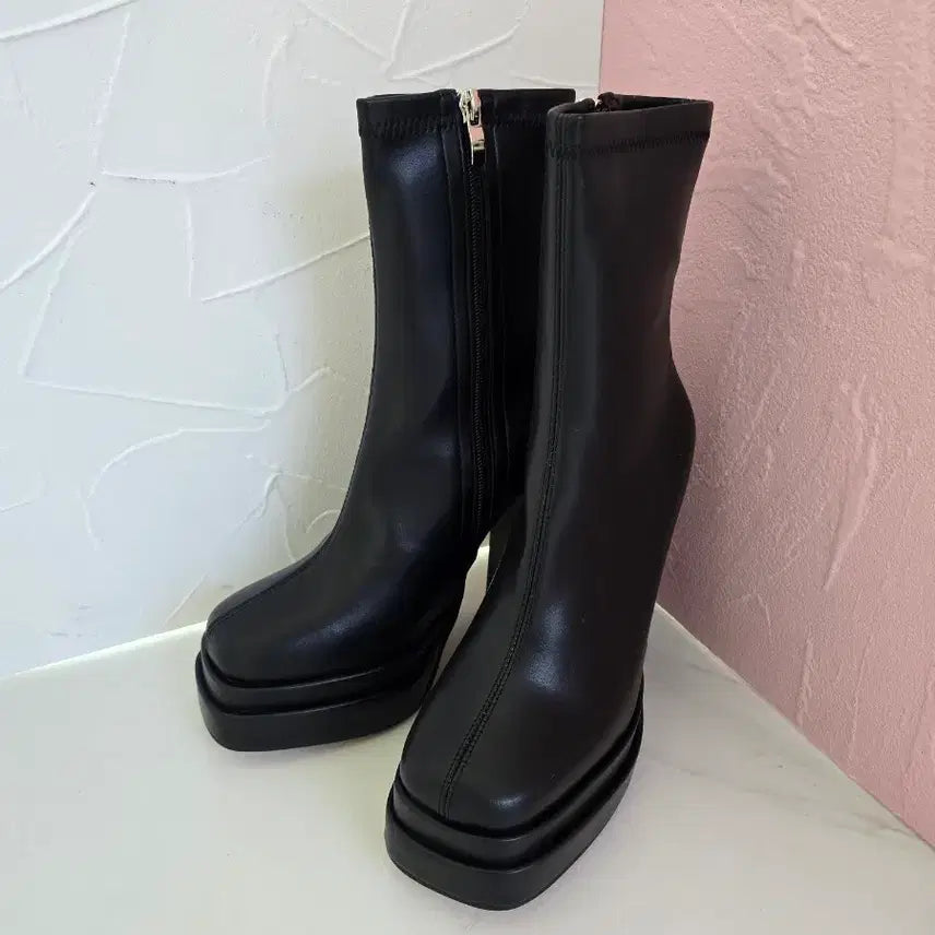 [BUNJANG] Platform Ankle Boots (225mm) / 361.(225mm)블랙 통굽 가보시 앵클 부츠 플랫폼 힐