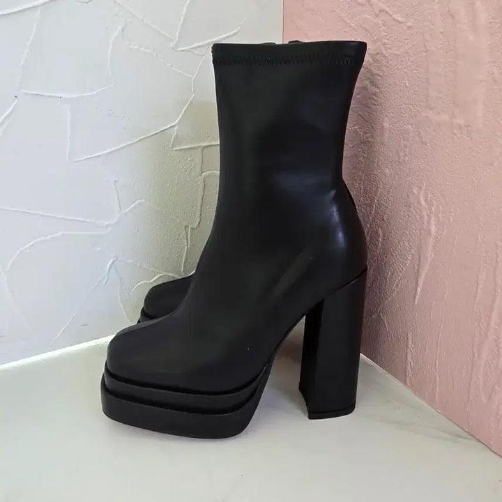 [BUNJANG] Platform Ankle Boots (225mm) / 361.(225mm)블랙 통굽 가보시 앵클 부츠 플랫폼 힐