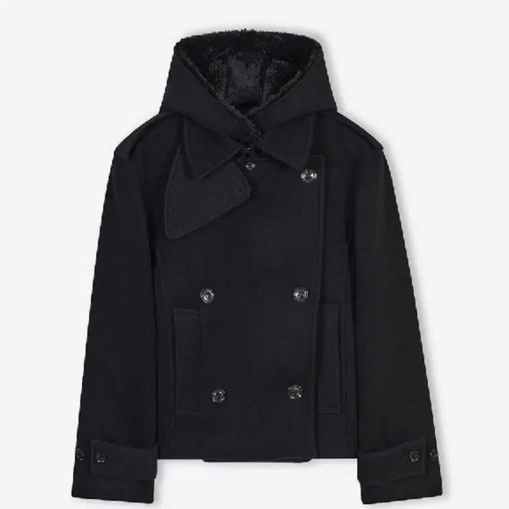 [BUNJANG] WOOL HOODIE HALF PEA COAT / 이안조 후드 피코트