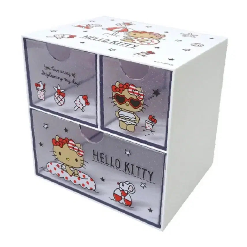 [BUNJANG] Sanrio Hello Kitty Chest Drawer / 새상품) 산리오 태닝키티 헬로키티 3단 서랍 (화이트) 체스트 수납함