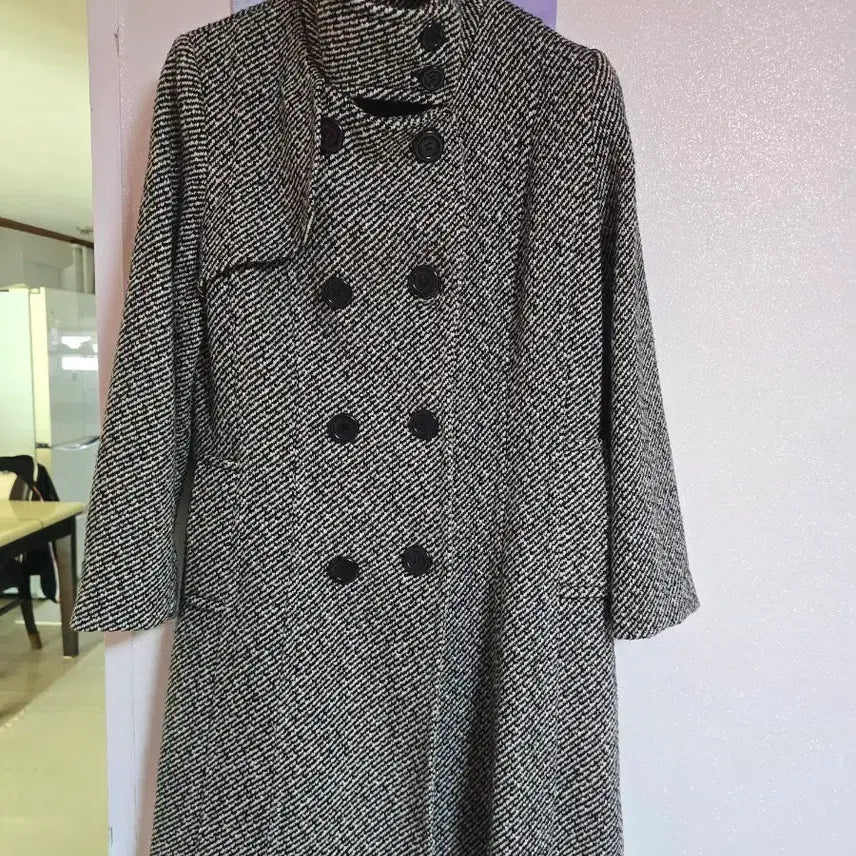 [BUNJANG] DIGIB Herringbone Double Long Coat (Size 77) / DIGIB 헤링본 더블 롱코트 77사이즈