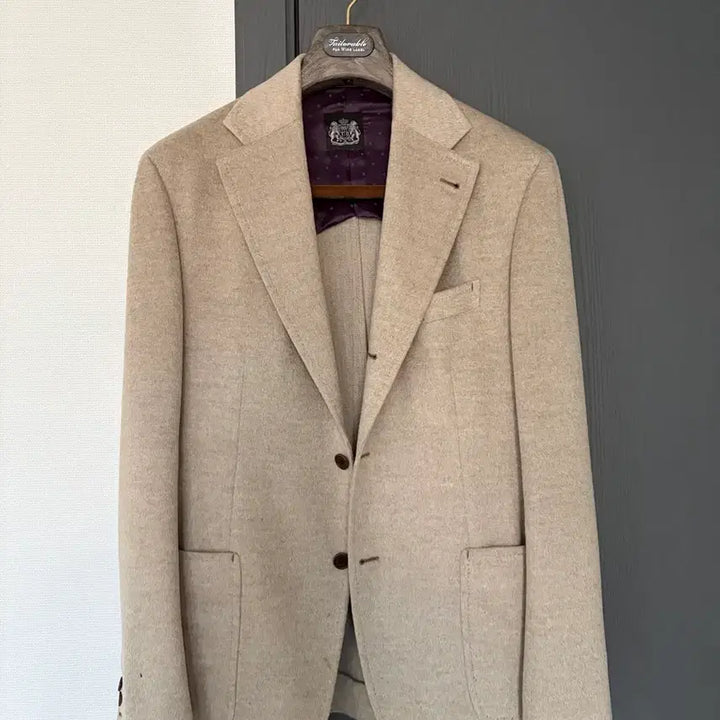 [BUNJANG] Tailorable Beige Cashmere Jacket / 테일러블 와인라벨 베이지 캐시미어 자켓