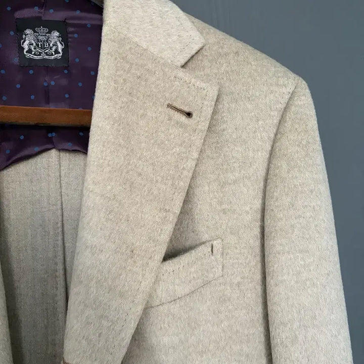 [BUNJANG] Tailorable Beige Cashmere Jacket / 테일러블 와인라벨 베이지 캐시미어 자켓