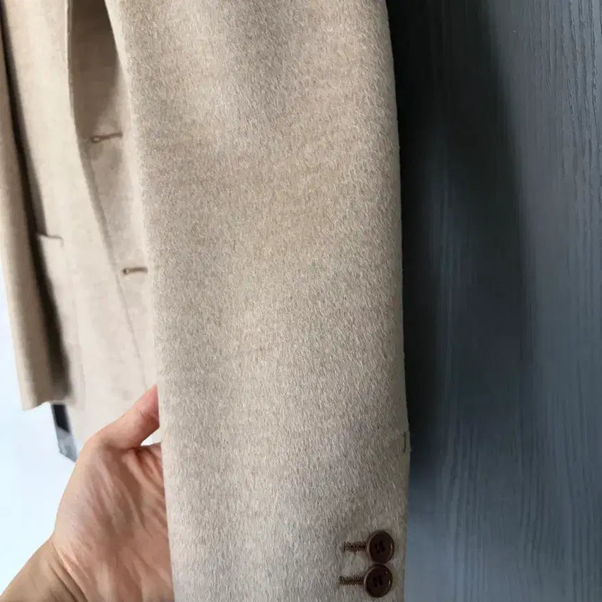 [BUNJANG] Tailorable Beige Cashmere Jacket / 테일러블 와인라벨 베이지 캐시미어 자켓