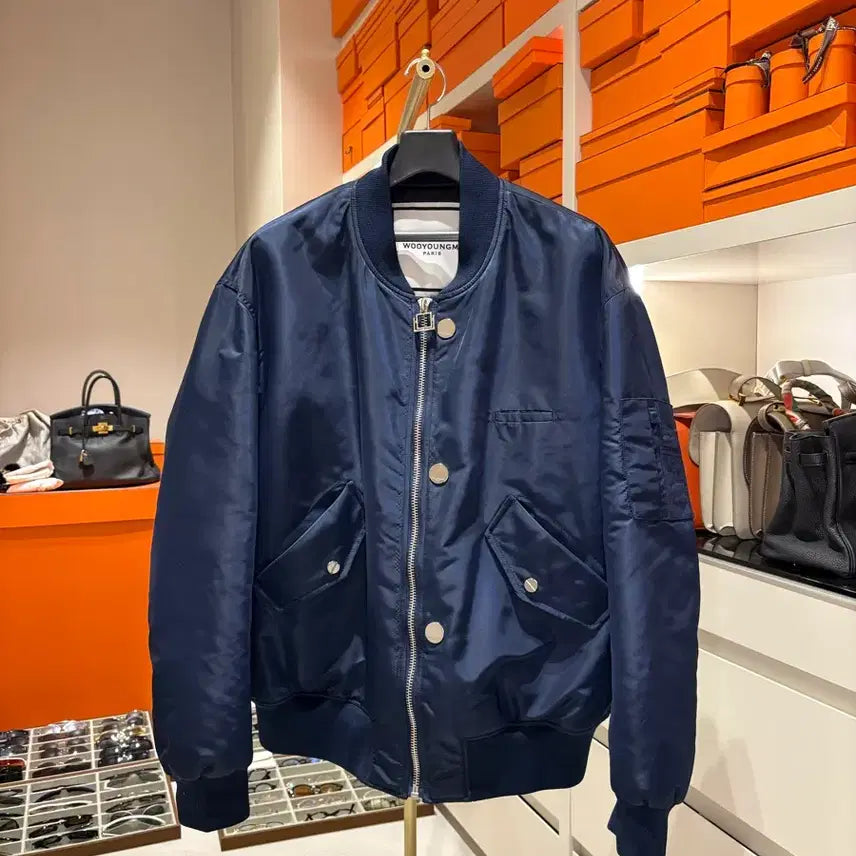 [BUNJANG] Wooyoungmi Back Logo Bomber Jacket / {새상품급}우영미 백로고 봄버자켓