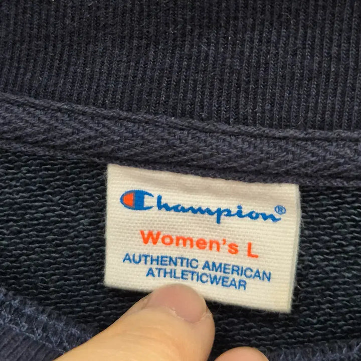 [BUNJANG] Champion Geometric Pattern Sweatshirt (Navy, L) / 챔피온 네이비 기하학 패턴 맨투맨 L