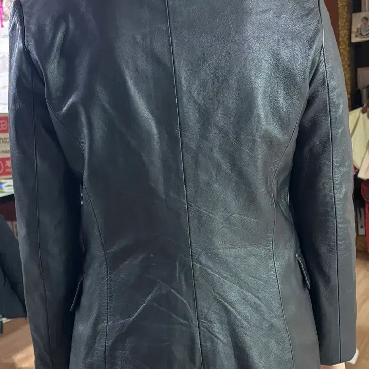 [BUNJANG] Soleil Black Leather Jacket (Women's Size 55) / Soleil 블랙 가죽 여성 자켓 55