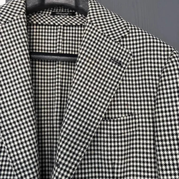 [BUNJANG] Tailorable Houndstooth Jacket / 테일러블 와인라벨 하운드투스 자켓