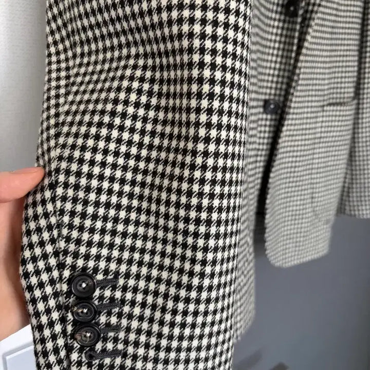 [BUNJANG] Tailorable Houndstooth Jacket / 테일러블 와인라벨 하운드투스 자켓