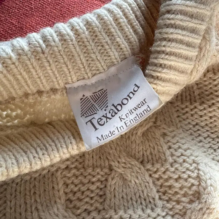 [BUNJANG] Ivory Cream Heavy Wool Cable Knit Sweater / England made 아이보리 크림 헤비 울 꽈배기 도톰 니트 스웨터