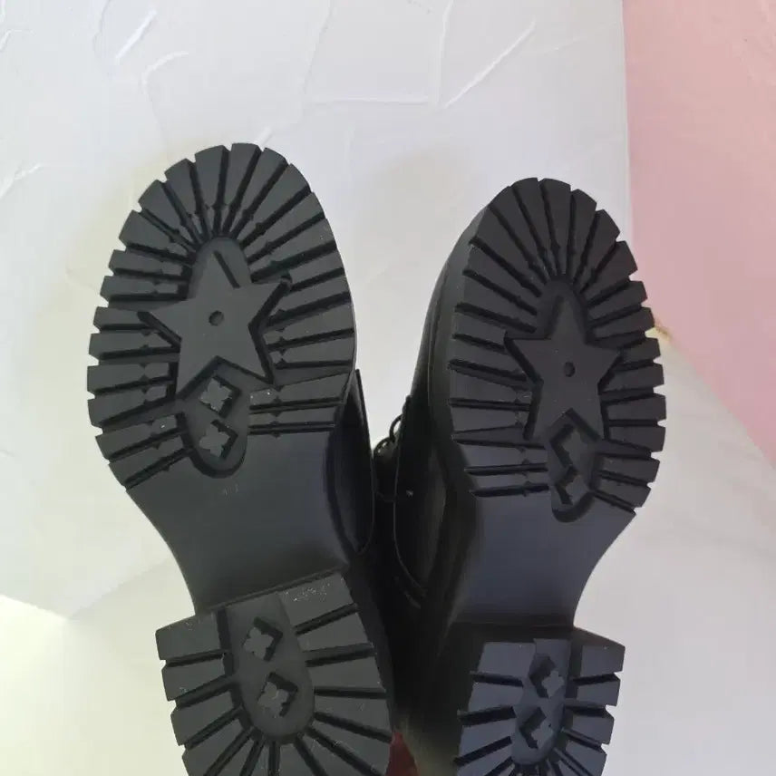 [BUNJANG] Black Lace-up Platform Boots / 363.(245mm)블랙 레이스업 통굽 가보시 플랫폼 부츠