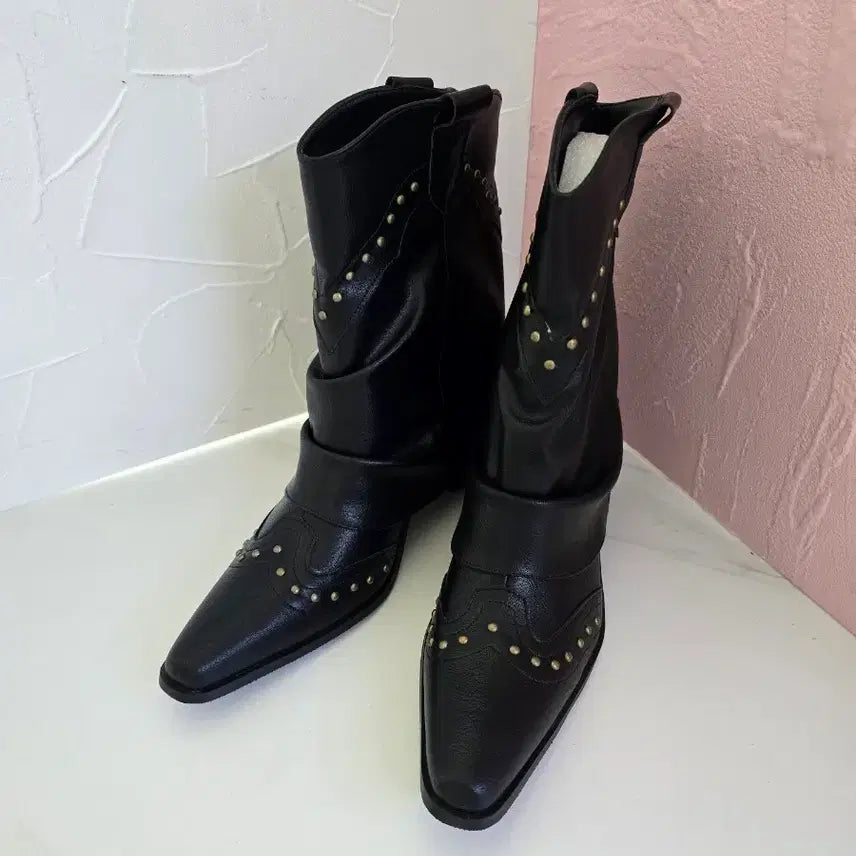 [BUNJANG] Black Studded Western Boots (250mm) / 364.(250mm)블랙 스터드 장식 웨스턴 부츠