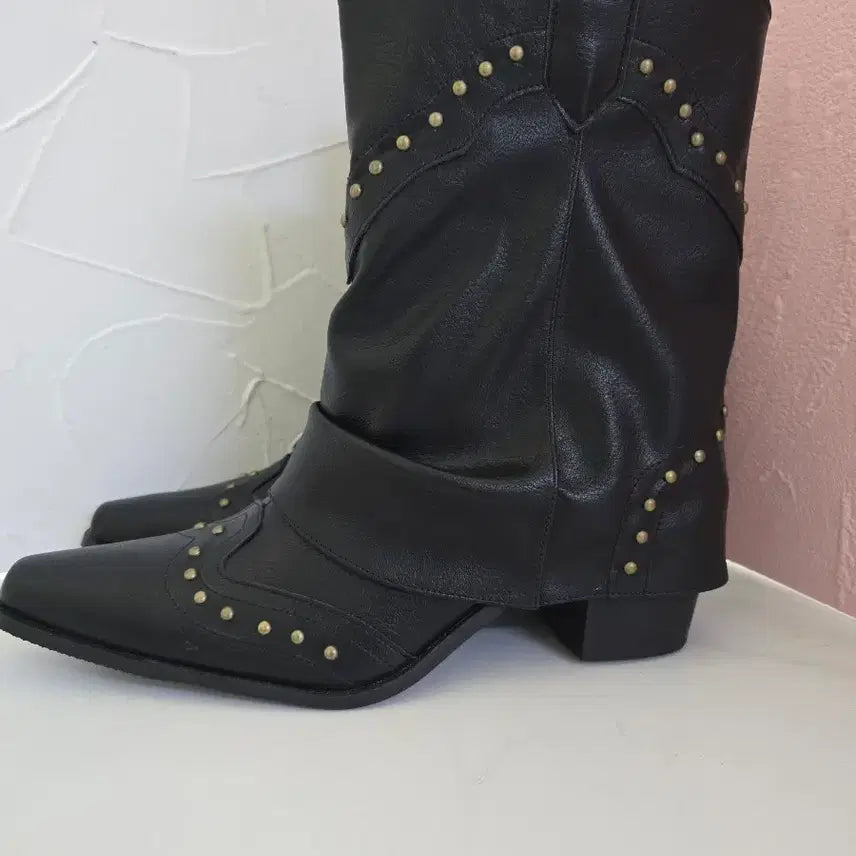 [BUNJANG] Black Studded Western Boots (250mm) / 364.(250mm)블랙 스터드 장식 웨스턴 부츠
