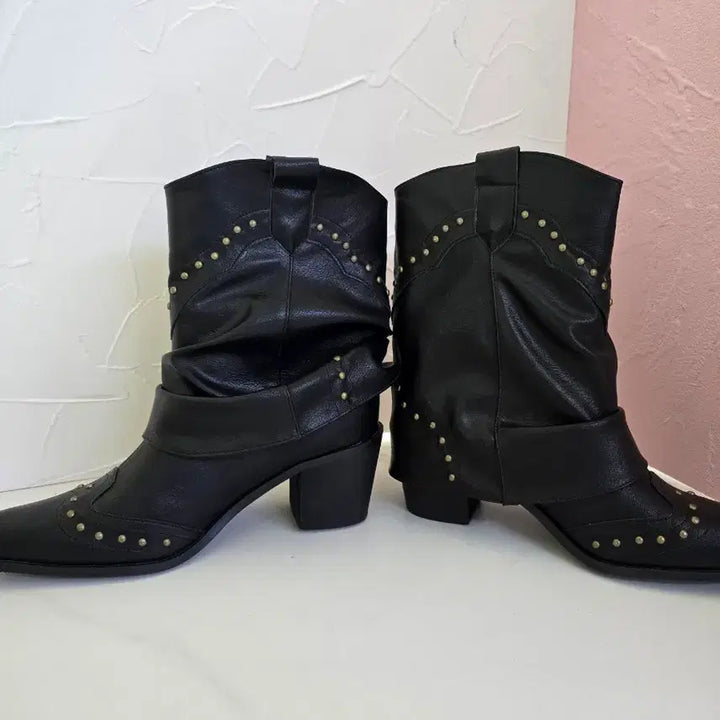 [BUNJANG] Black Studded Western Boots (250mm) / 364.(250mm)블랙 스터드 장식 웨스턴 부츠