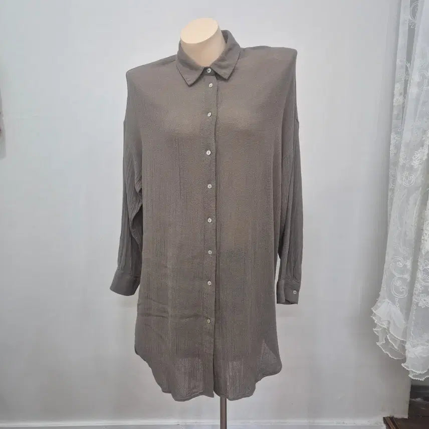 [BUNJANG] Zara Brown Long Shirt / 자라 롱 기장 브라운 셔츠 남방