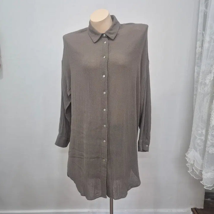 [BUNJANG] Zara Brown Long Shirt / 자라 롱 기장 브라운 셔츠 남방