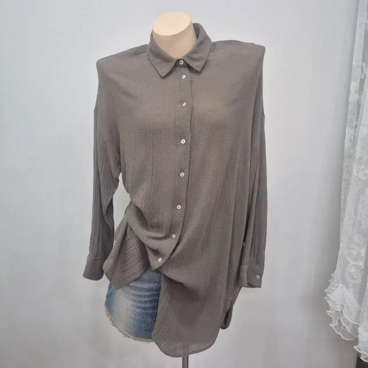 [BUNJANG] Zara Brown Long Shirt / 자라 롱 기장 브라운 셔츠 남방