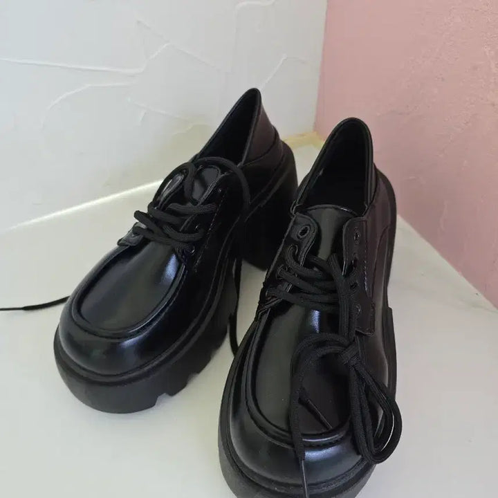 [BUNJANG] Black Chunky Heel Round Toe Loafers / 365.(235mm)블랙 뭉툭굽 둥근코 로퍼