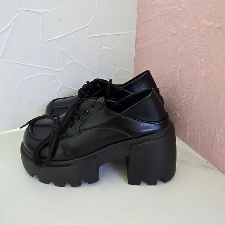 [BUNJANG] Black Chunky Heel Round Toe Loafers / 365.(235mm)블랙 뭉툭굽 둥근코 로퍼