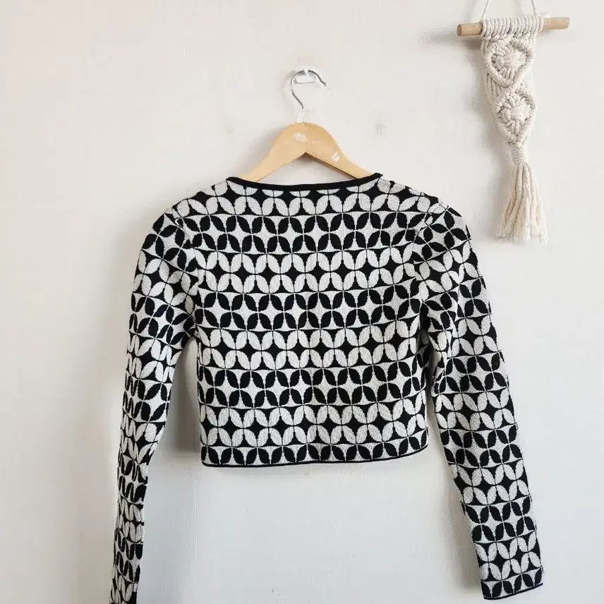 [BUNJANG] Zara Ethnic Pattern Crop Cardigan S / 자라 에스닉 패턴 리본 크롭 가디건 S
